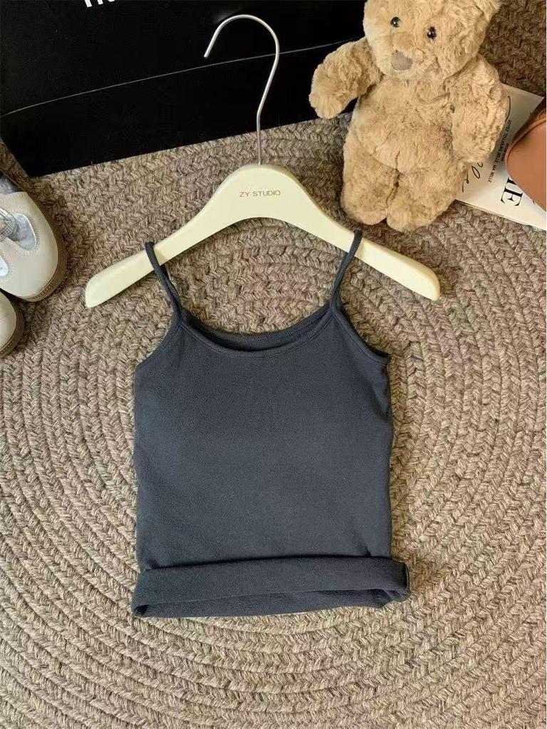 Шикарный бархатный зимний топ-майка с U-образным вырезом, на тонких бретелях и с подкладкой