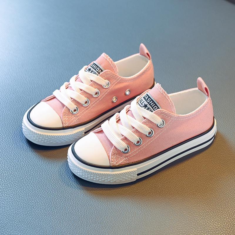 Children's Low-Top Lace-Up Canvas Sneakers - 2024 Spring Collection, Candy Colors, Parent-Child Shoes for Boys and Girls