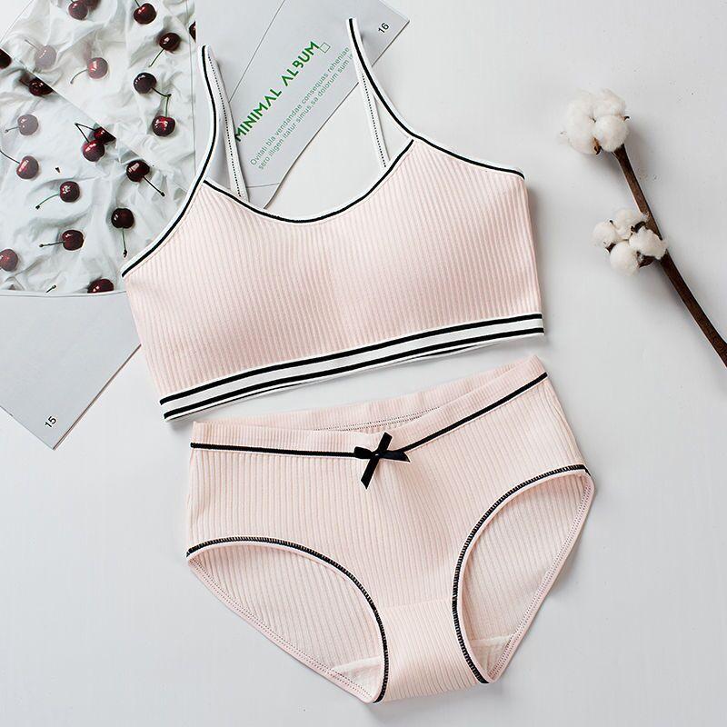 Бюстгальтер и трусики для девочек подросткового возраста, комплект дышащего нижнего белья, топы без рукавов для девочек, бесшовные моющиеся бюстгальтеры с мягкой подкладкой для подростков
