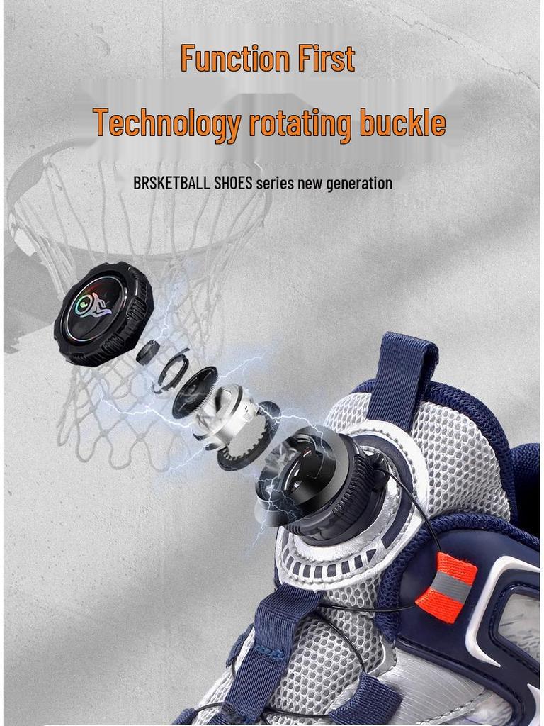 Водонепроницаемые кожаные баскетбольные кроссовки для мальчиков с нескользящей подошвой и вращающейся кнопкой для осени и зимы