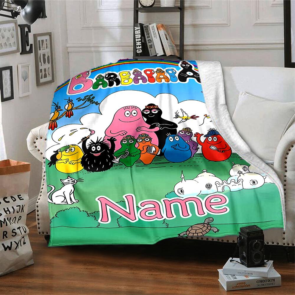 Customiz Name Personality Barbapapa (2) Blanket Soft &Warm Sofa Office Bed Travel Lunch Break Blanket, Gift Suitable for All Seasons