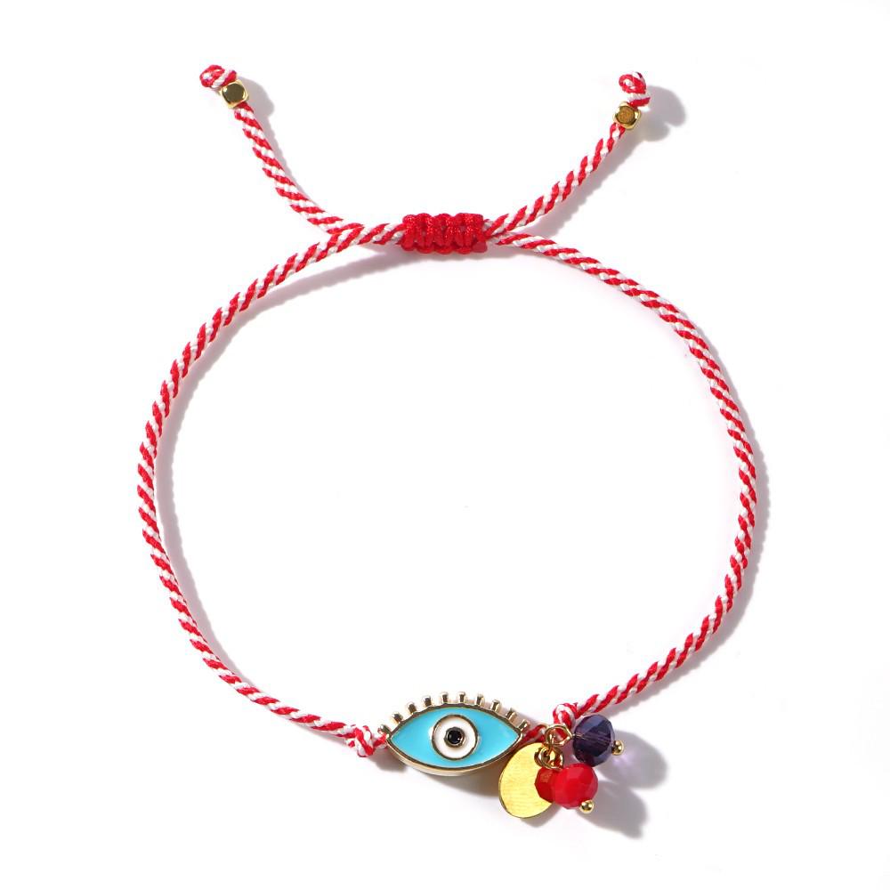 2025 Year of the Snake Lucky Red String Handmade Beaded Bracelet Set with Evil Eye for Couples