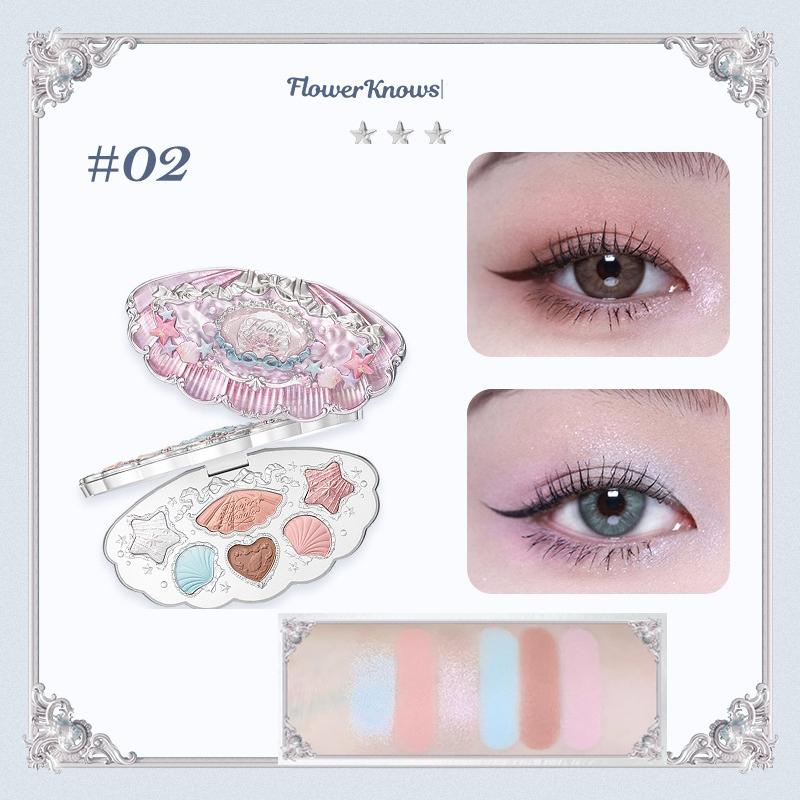 Flower Knows Коллекция Ракушка и Жемчуг Матовая Жемчужная Шестицветная Палетка Теней для Век Металлик Высокопигментированные Тени для Макияжа Глаз Стойкие