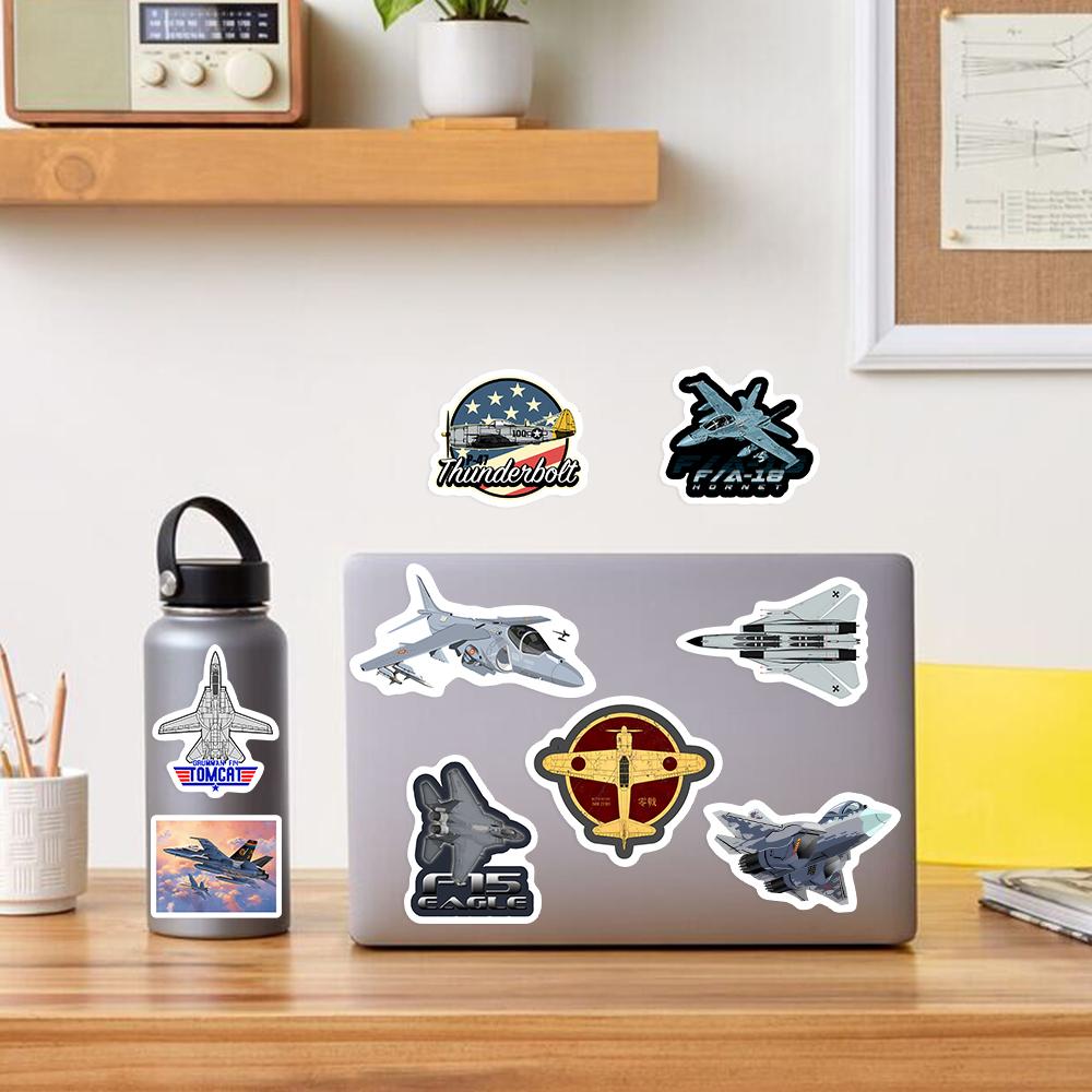 Cool Fighter Jet Stickers Aircraft F35 F16 Mig Diy Kids Toys Gift Decorative Decal For Laptop Phone Luggage Bottles Waterproof