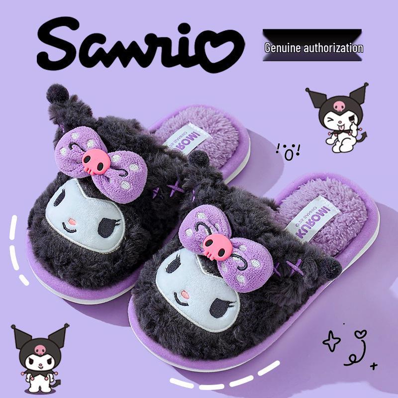 Женские зимние хлопковые тапочки-принцессы Sanrio - Нескользящие, Теплые, Плюшевые домашние туфли