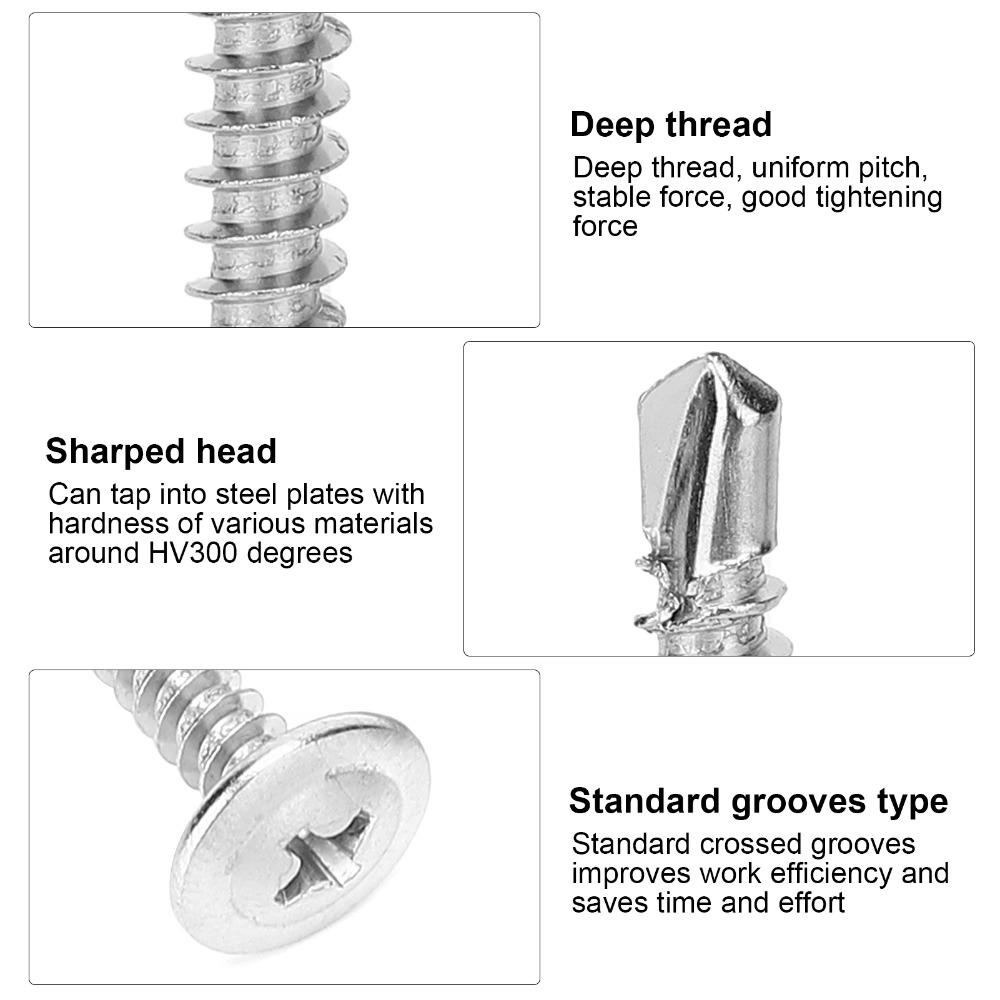 25PCS Quick Self Drilling Screws Phillips Drive Sheet Metal Screws For Sheet Metal