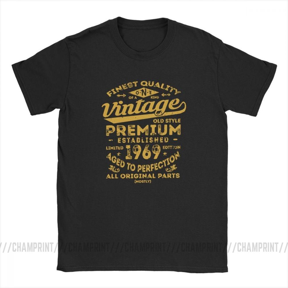 Vintage 1969 Birthday Gift Idea 50 Years Old 50th Birthday Gift TShirt for Male Oneck Cotton T Shirt Funny Clothing Plus Size