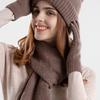 Women's Winter Hat Scarf Gloves Set Faux Fur Pompom Ball Knitted Cap Long Scarf Touch Screen Gloves Set for Cold Weather