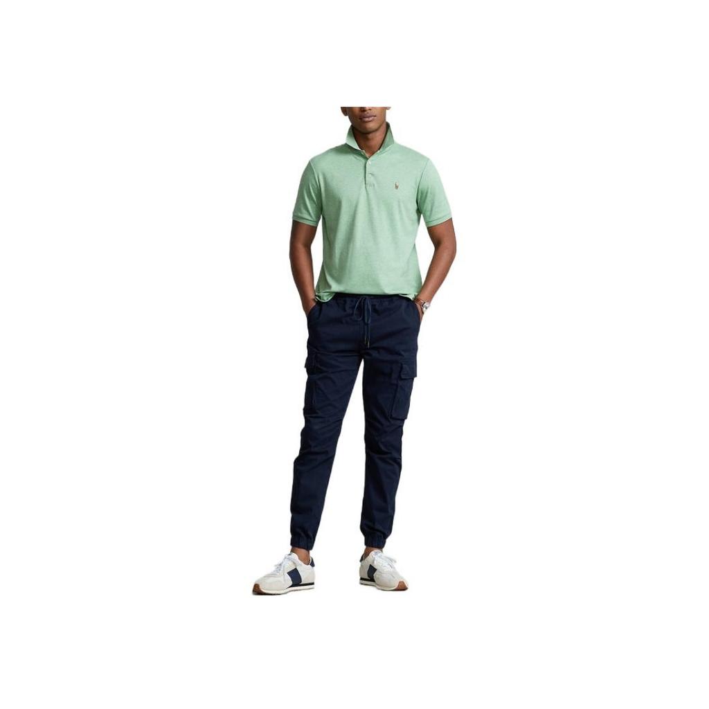 Polo Ralph Lauren Slim Fit Хлопковая однотонная рубашка поло с коротким рукавом Мужские топы Зеленый MNPOKNI1N821593-300