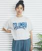 COLUMBIA UNIVERSITY Cu 80S Vintage Crack Logo Women S/S T-Shirts Light Melange