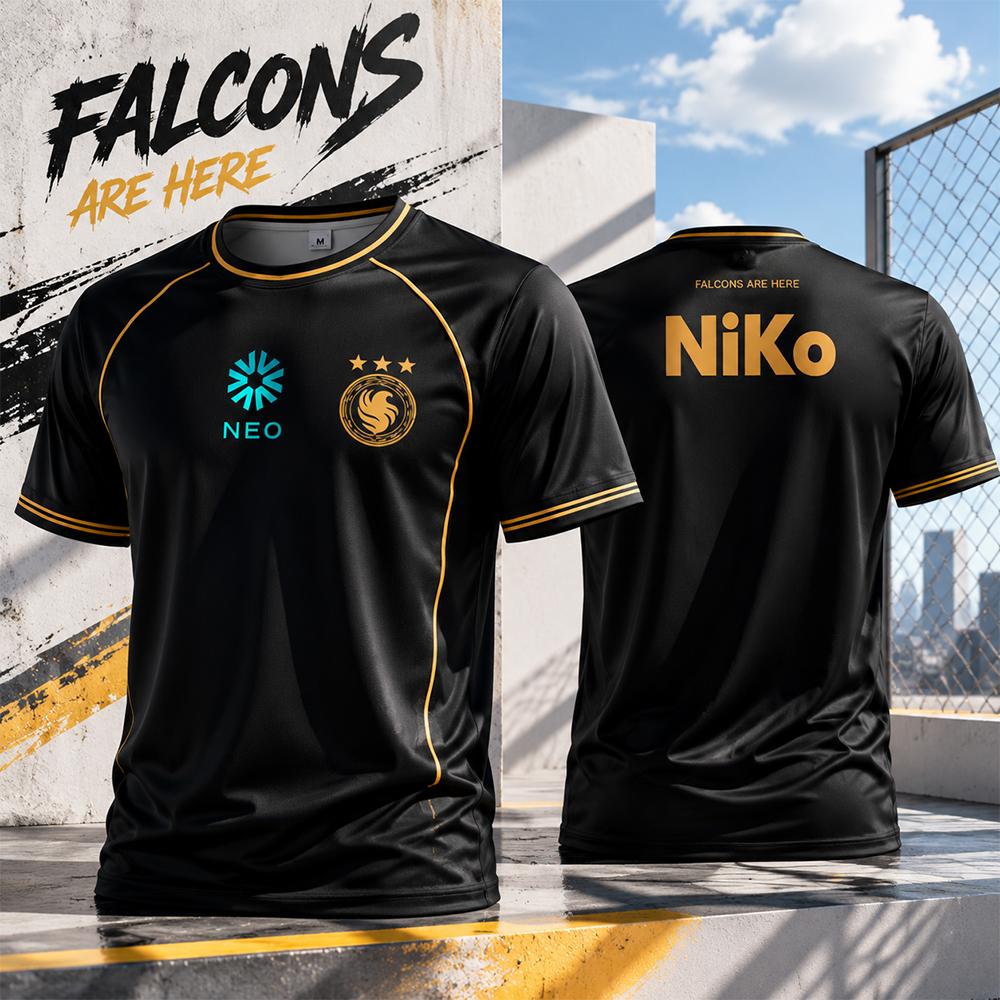 2026 Новая командная футболка Falcons NiKo M0NESY Повседневная тренировочная одежда Мужская и женская Фанатская летняя дышащая футболка с круглым вырезом