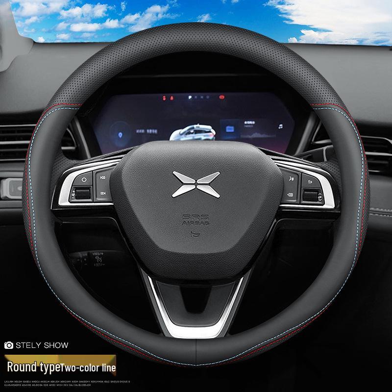 Натуральная кожаная оплетка на руль для 2021 XPeng P7/G3/P5, Ультратонкая, Всесезонная.
