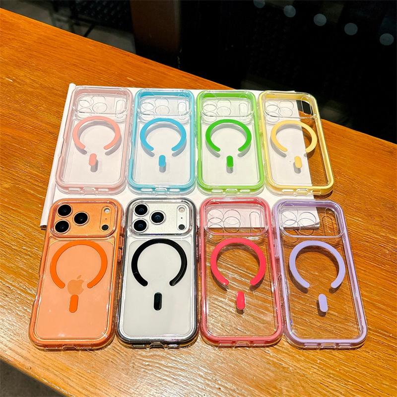 2 in 1 Clear Shockproof Soft Bumper Phone Case for iPhone 17 Pro Max 16 15 14 13 12 11 Plus case Magnetic clear Precise Cutout