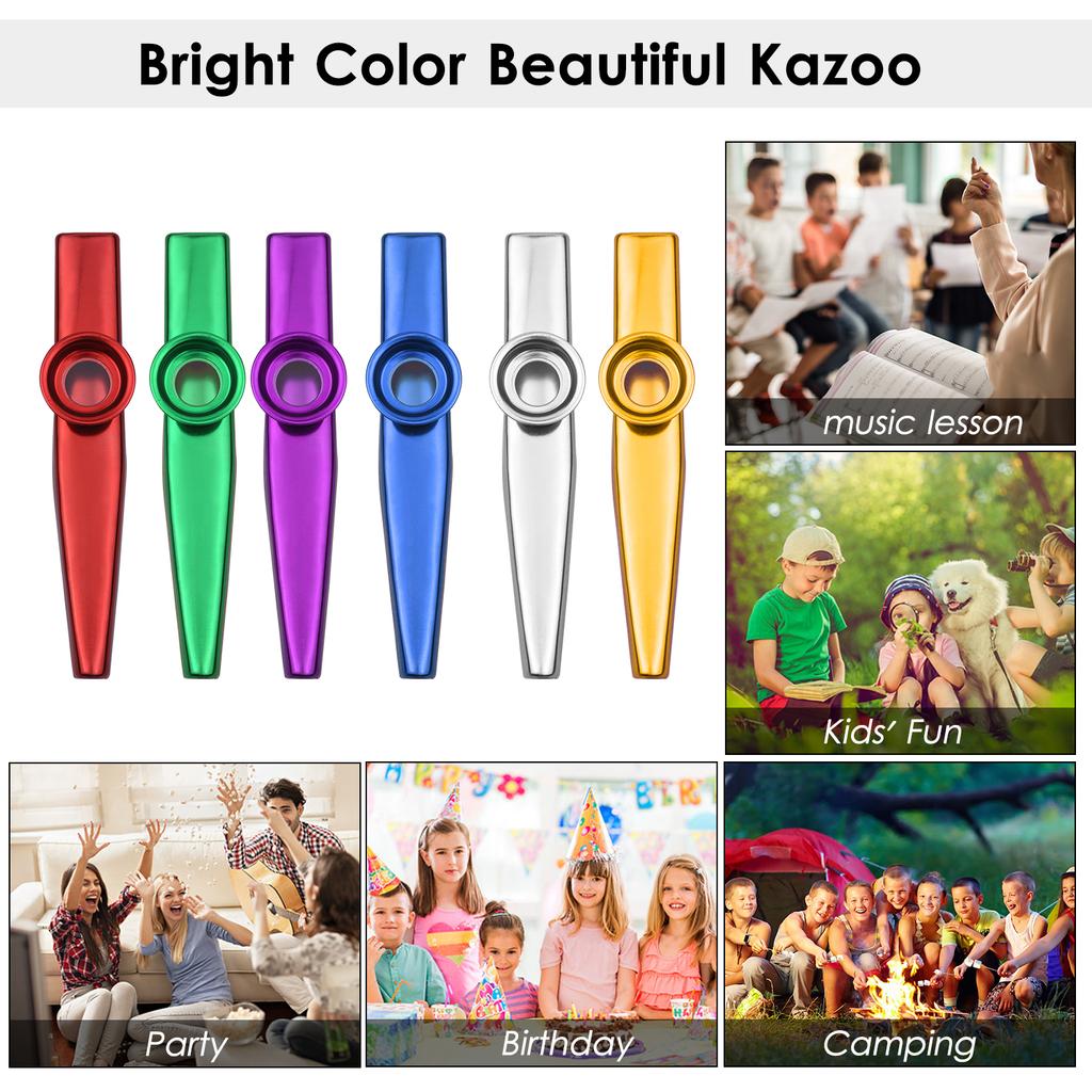 6pcs Aluminum Alloy Kazoo Musical Instrument for Child Adult Beginner