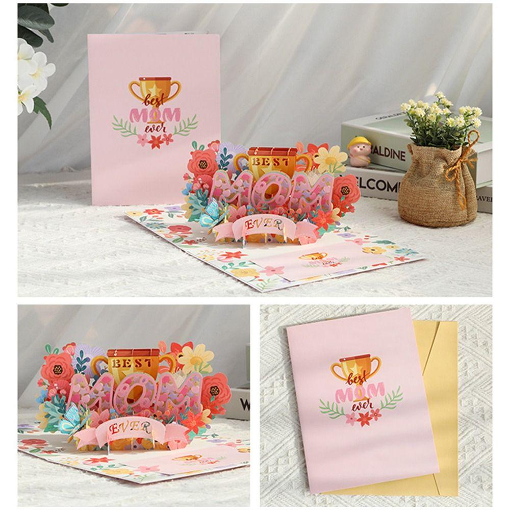 Paper Greeting Cards Pop Up Flower Bouquet Card New Handmade Card Mother's Day