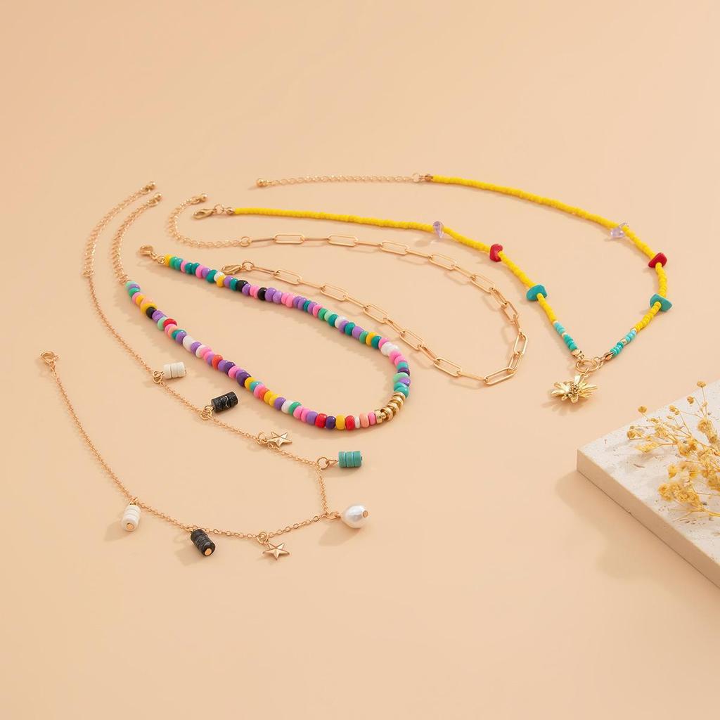 Комплект ожерелий с подвеской «Русалка-кисточка» — многослойная сплавная ключичная цепочка