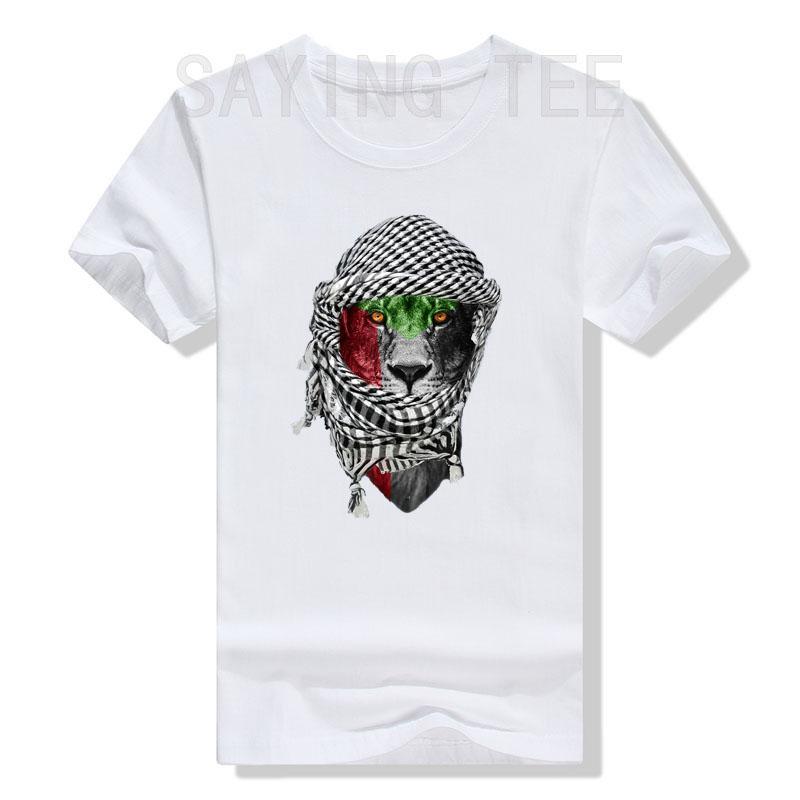 Palestinian Lion T-Shirt Humor Funny Palestine Flag Print Graphic Tee Tops Short Sleeve Blouses Novelty Gift Peace Lover Clothes