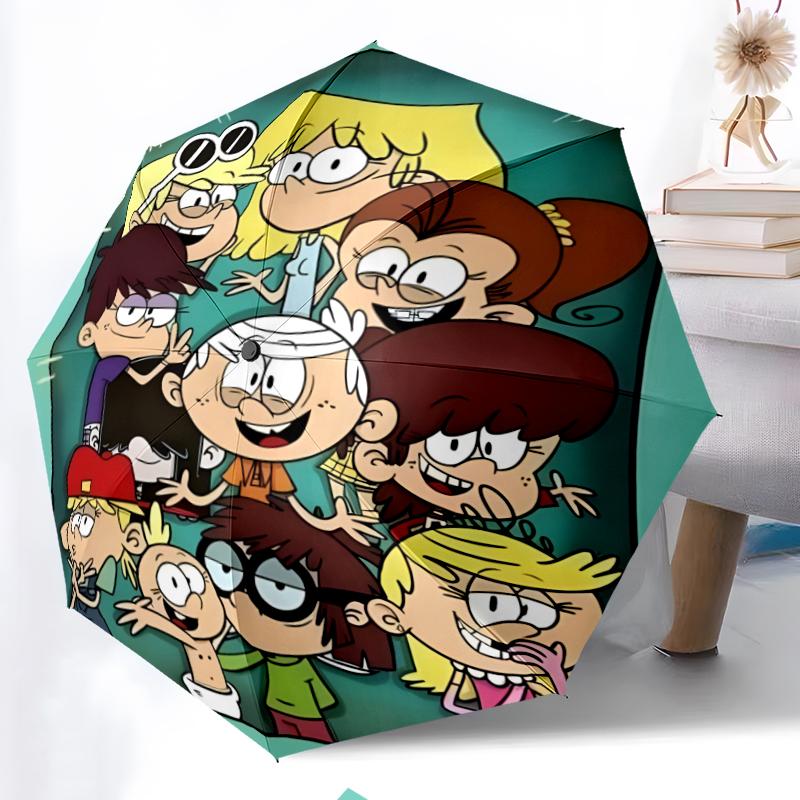 Loud House Fashionable Automatic Opening/Closing Folding Umbrella. Portable and Foldable, Ideal for Gift, Travel, and Daily Use.