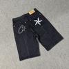 ZYLLO Retro Denim Shorts Embroidered Hip-hop Stitching Washed Street Trend High Street Casual Sports Shorts