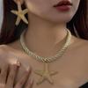 Boho Colorful Metal Oil Drop Big Starfish Pendant Rope Chains Necklace For Women Summer Jewelry Set Gifts