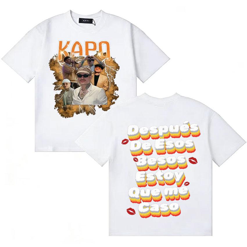 Rapper Kapo Letters Print Retro T Shirts Unisexs Womens Fashion Short Sleeve Tshirt Comfort TShirts High Street Crewneck Clothing