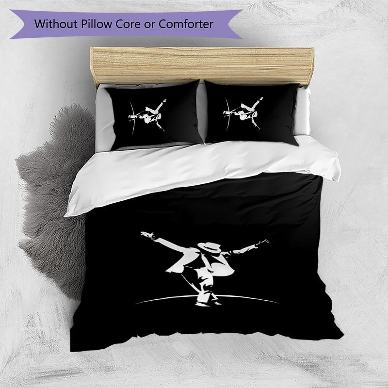 Michael Jackson Printed 3PCS Bedding Set Soft Breathable Duvet Cover Pillowcases Set Washable Bedroom Decor Home Gift