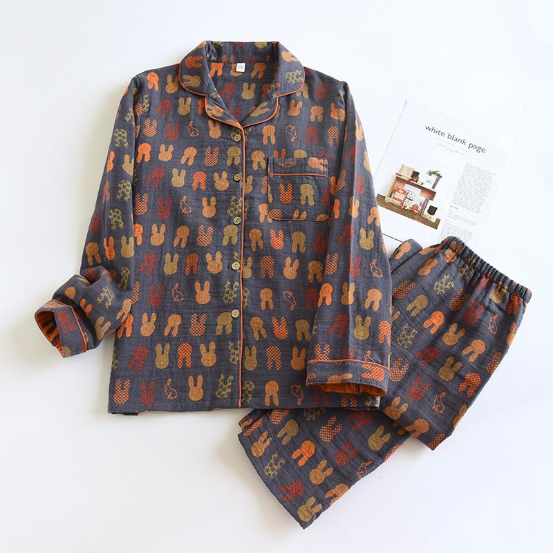 Женский пижамный костюм из крепа с цветочным принтом с длинным рукавом для весны и лета