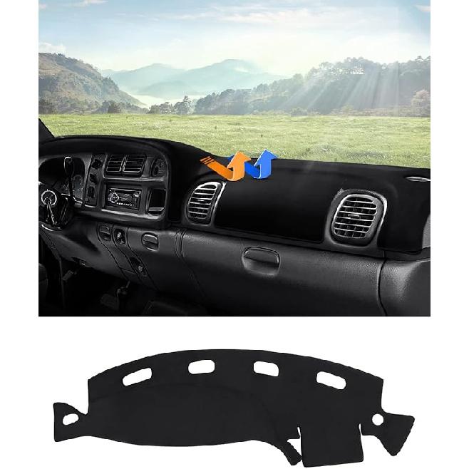 Autorder Dashboard Cover Mat For 2002-2005 Dodge Ram 1500 & 2003-2005 2500/3500 Accessories Dash Cover Flannel Dash Mat Sunshade Glare UV Rays