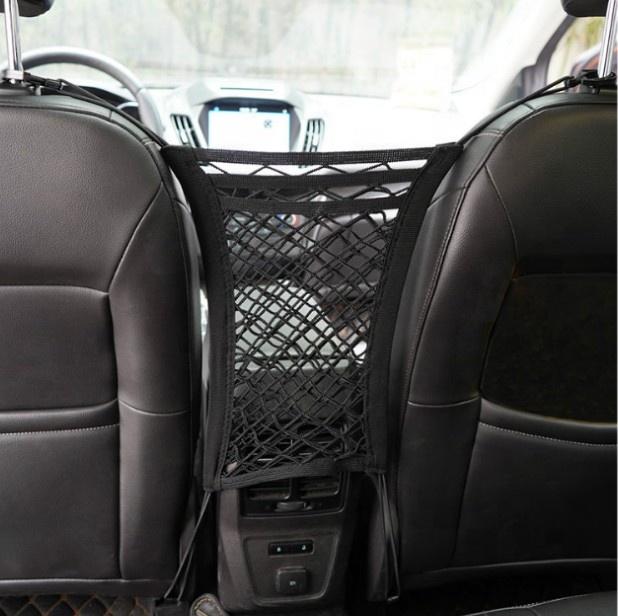 3-Layer Adjustable Foldable Car Mesh Seat Back Net Divider Safety Storage Bag for Dogs