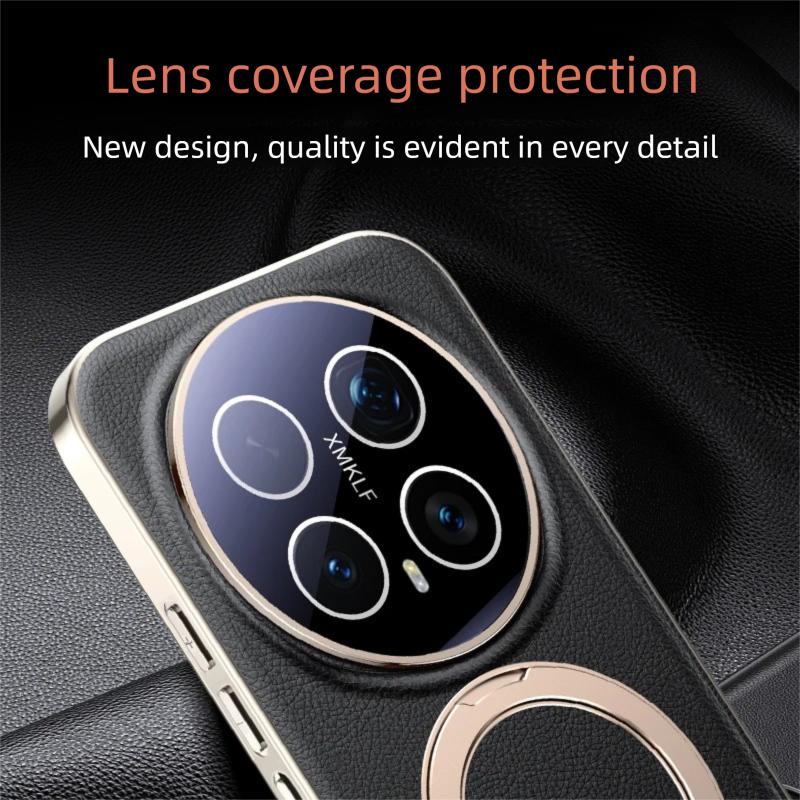 Premium Magnetic Vegan Leather Hidden Stand Cover for Honor Magic 7 8 Pro Case 360 Rotatable Metal Bracket Plating Frame