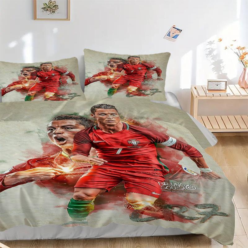 3Pcs Ronaldo'S Portugal Firepower Bedding Sets For All Sizes New 3D Printed Bed Cover Comforter Duvet Cover Pillowcase Bedroom Decoration