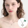 [Rosemont] Silver Green Epoxy Clover Necklace Ra24B21J