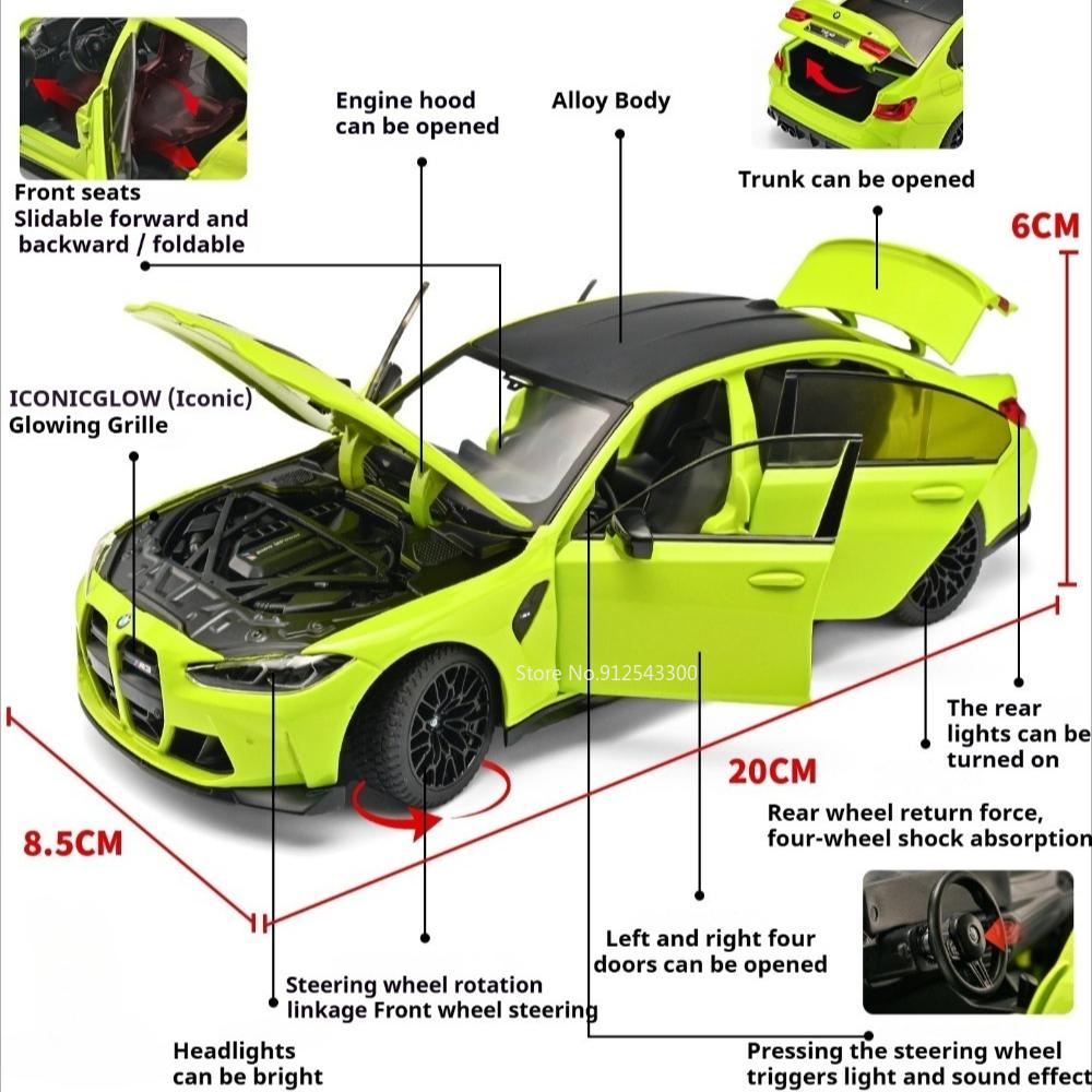 Масштаб 1:24 M3 CS LCI 530LI Модель Автомобиля Игрушка Металл Литье под Давлением Двери Открываются Спортивные Автомобили Звук Свет Модели Детский Коллекционный Предмет