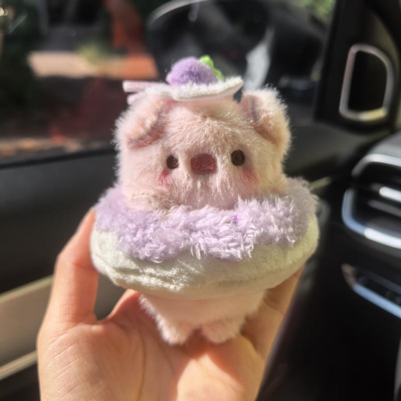1Pcs Cute Sweetheart Circle Animal Plush Pendant Rabbit Dolphin Cat Doll Keychain For Girls Gifts Creative School Bag Decoration