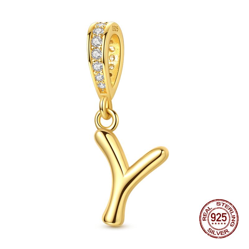 Новинка Оригинальные Шармы Медь 26 Золотых Букв А-Я Шарм-Бусина Подходит для Оригинального Браслета 3 мм для Женщин DIY Модная Бижутерия Подарок