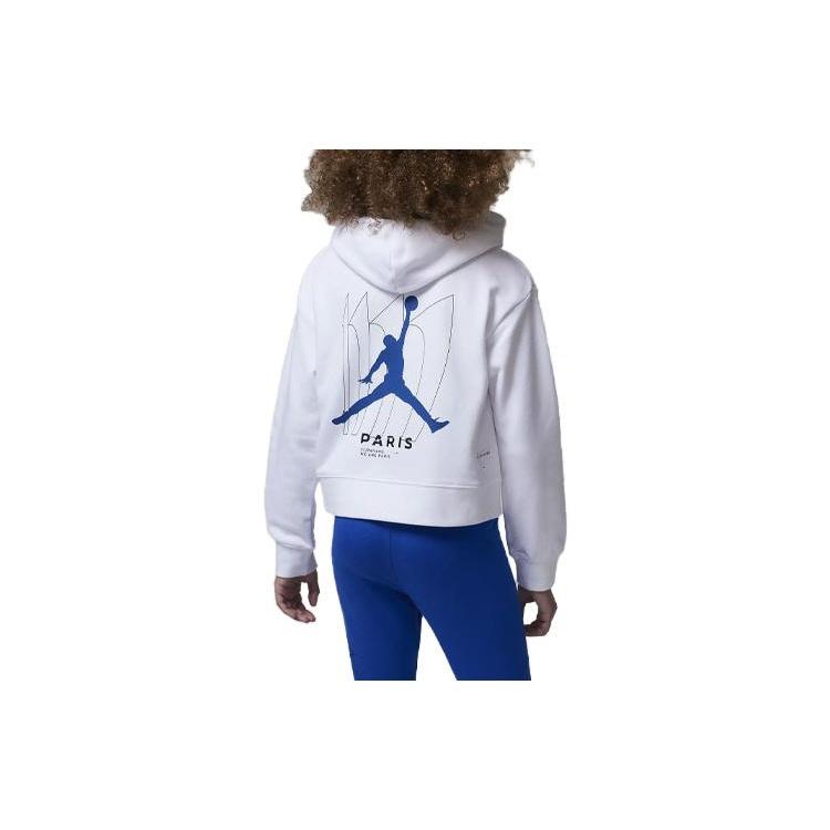 (GS) Air Jordan x Paris Saint-Germain Fleece Pullover Hoodie 'White' Kids' FB0150-100