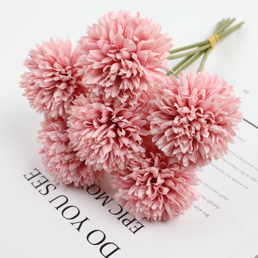6 Artificial Dandelion And Chrysanthemum Ball Bouquets - Perfect for Home, Office, Coffee Shop, Garden Party, Wedding Decoration