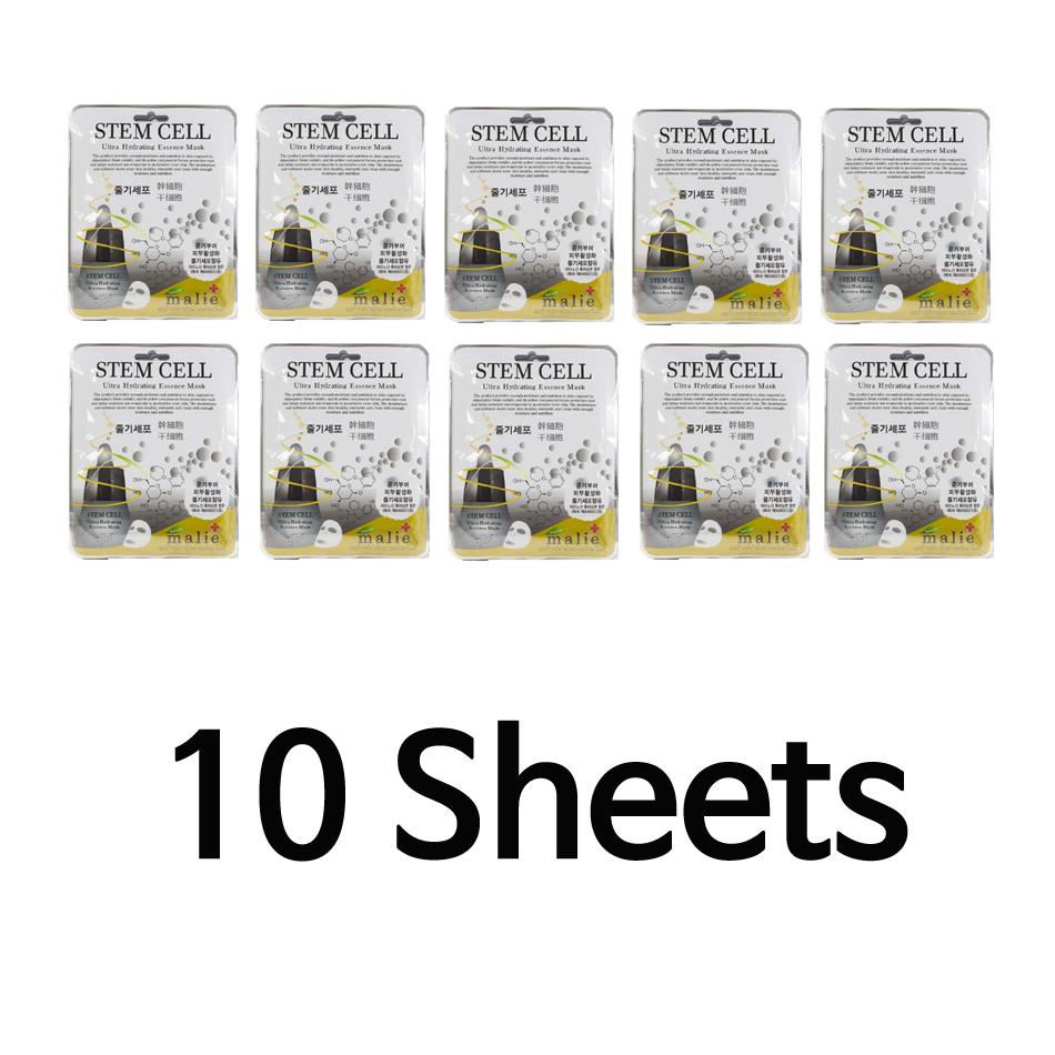 Face Mask Sheet Stem Cell Hydrating Essence Mask Pack Skin Care (10 Sheets and 2 Options) Korean Cosmetics
