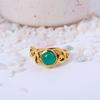 Green Onyx Gold Plated Ring | Filigree Brass Statement Ring for Women | Healing Crystal Jewelry | Gift for Her