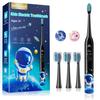 Rechargeable Electric Toothbrush for Kids, Sonic & Soft Brush, 3 Modes, IPX7 Waterproof, Suitable for Bathtime, For Ages 3+ (Astronaut, Black)