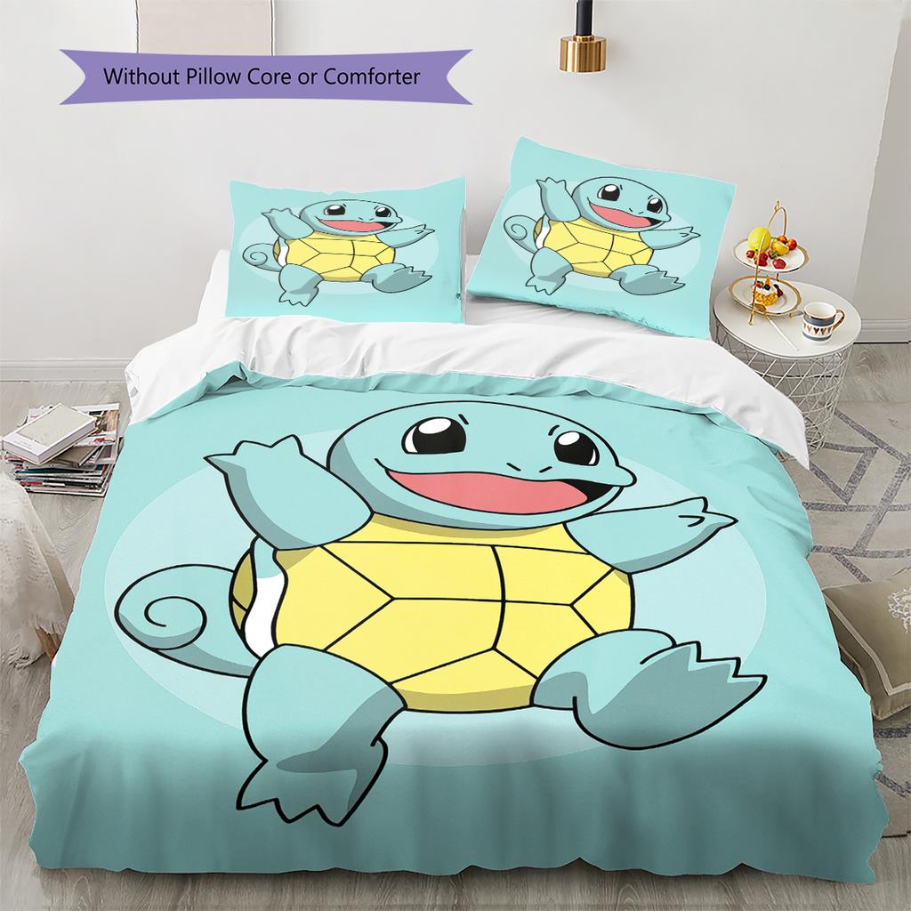 Squirtle Pattern Bedding Home Decoration Birthday Gift (1 * duvet cover + 2 * pillowcase, without core)