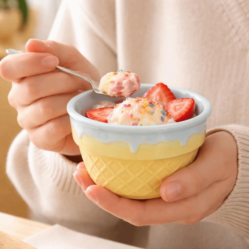 Keramická miska na jogurt ve tvaru zmrzliny Krémová barva Stolní talíř Miska na ovesnou kaši Dezertní miska Restaurace