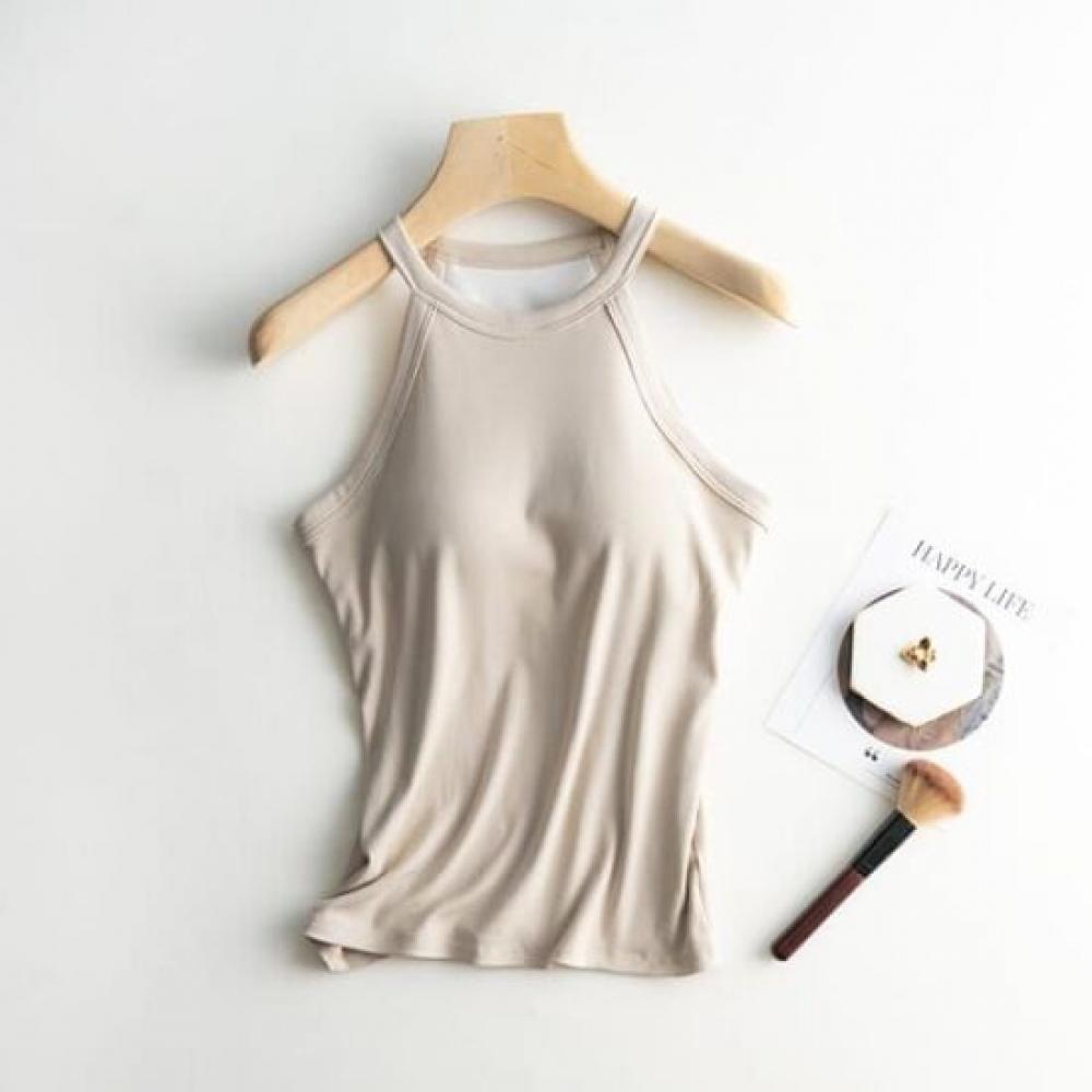 Navava High Neck Slim Fit Bra Cup Integrated Sleeveless Top Nt2707