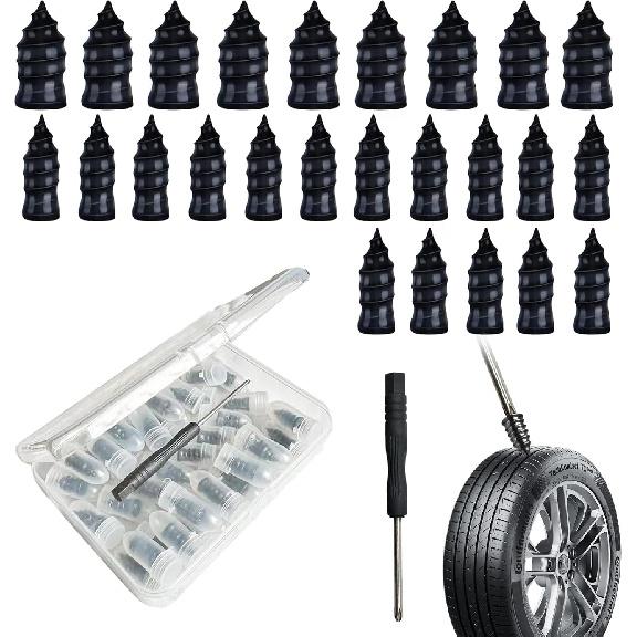 40 PCS Tire Repair Rubber Nails Kit With 2 Sizes, Screw In Tire Repair Plugs With Box And Screwdriver, Fast Self-Service Tire Repair Tools, Tire