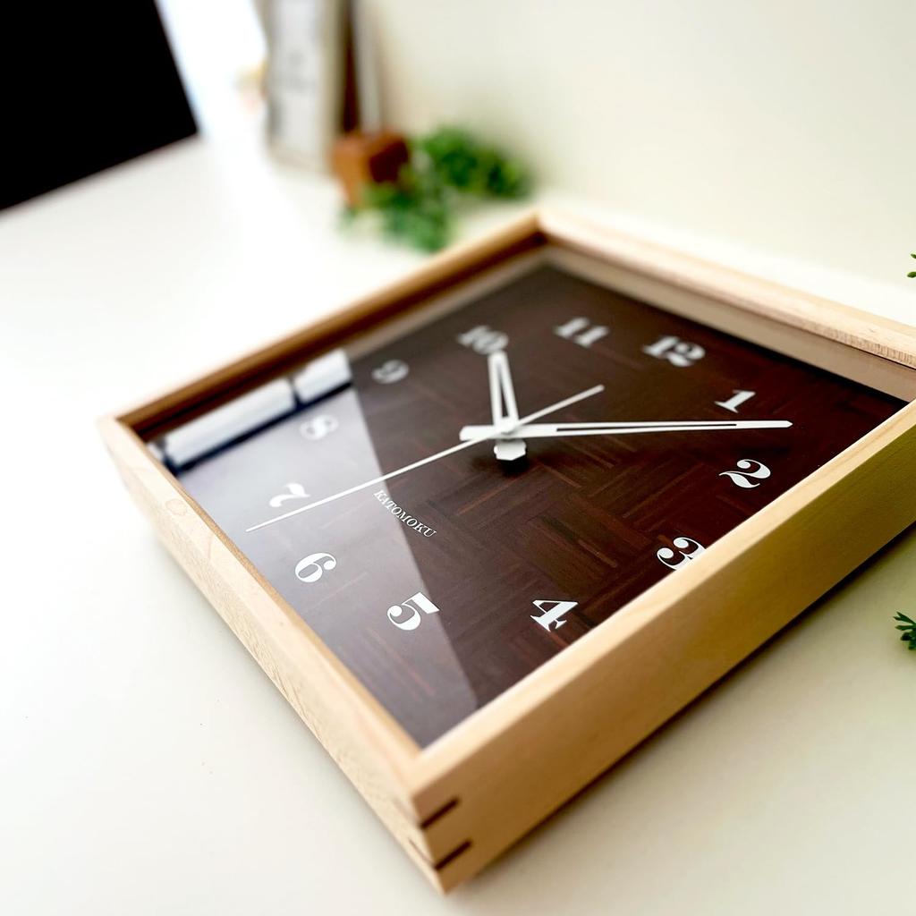 KATOMOKU muku square clock km-144HMRC Wood Maple Wall Clock with Continuous Second Hand (Radio-Controlled Clock)