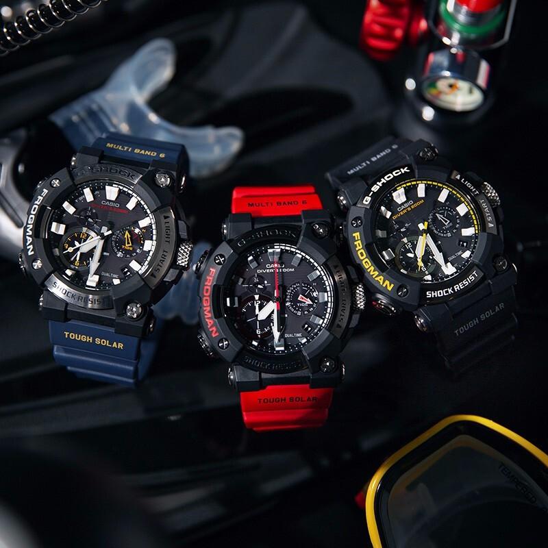 G-Shock Серия Marine Frogman Погружение Ударопрочные Bluetooth Солнечный Кварцевый механизм Ремешок из смолы Мужские часы Черный GWF-A1000-1A4