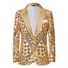 Men's Blazers Rhinestone Collar Velvet Sequin Embroidered Shiny Suit Jacket - Stylish Formal/Party Outerwear