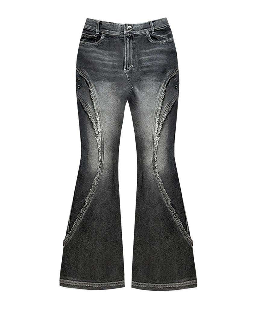 BLR Spiral Line Raw-Cut Washing Denim Pants