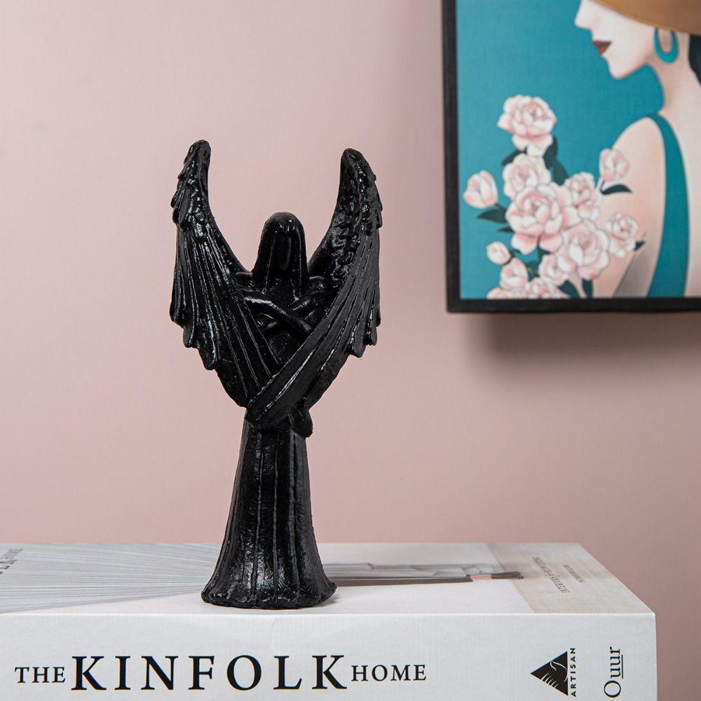 Абстрактное искусство Скульптура Темного Ангела Ручная работа Орнамент Креативная Статуэтка Ангелов на Хэллоуин Настольная