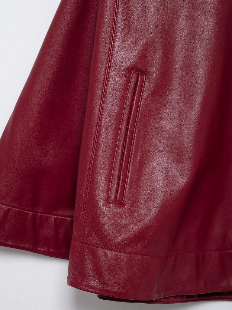 Женская мода весна 2025: Европейский и американский стиль Кожаный короткий плащ на молнии